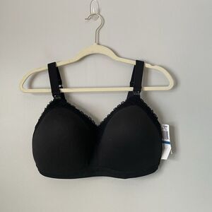 Paramour Nursing Peggy Black Breastfeeding Bra Wire Free Women's 38DDD NWT